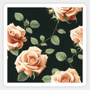 Vintage Blush Brown Roses on Dark Background Sticker